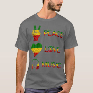 T-shirt Love Peace Music Rasta Reggae Rastafari Roots Regg