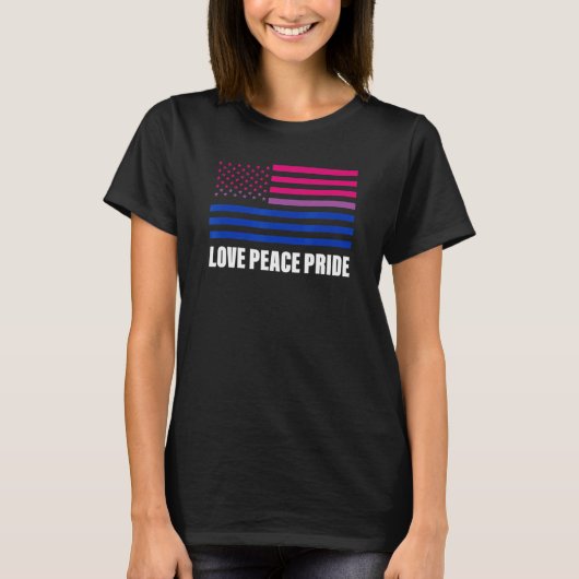 T-shirt Love Peace Pride Bisexual Flag Lgbt Gay pride (Devant)