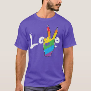 T-shirt Love Peace Sign Rainbow Lesbian LGBT Parade Gay Pr