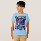 T-SHIRT LOVE PEACE UNITY. (Devant entier)