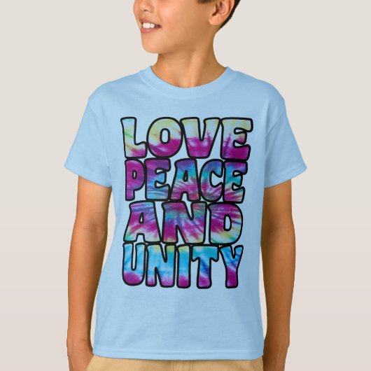 T-SHIRT LOVE PEACE UNITY. (Devant)