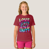 T-SHIRT LOVE PEACE UNITY. (Devant entier)