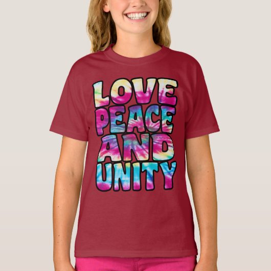 T-SHIRT LOVE PEACE UNITY. (Devant)