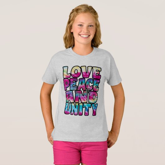 T-SHIRT LOVE PEACE UNITY. (Devant entier)