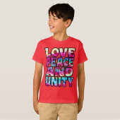 T-SHIRT LOVE PEACE UNITY. (Devant entier)