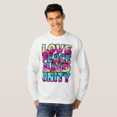 T-SHIRT LOVE PEACE UNITY. (Devant entier)