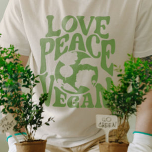 T-shirt Love Peace Vegan Slogan Végétarien Drôle