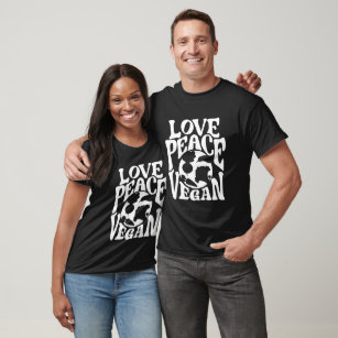 T-shirt Love Peace Vegan Slogan Végétarien Drôle