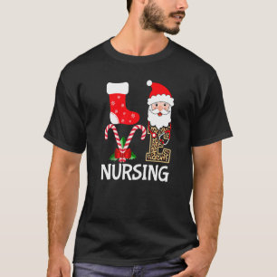 T-shirt Love Père Noël Nursing Stethoscope Leopard Christm