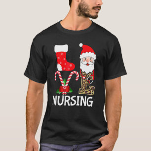 T-shirt Love Père Noël Nursing Stethoscope Leopard Christm