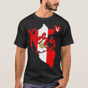 T-shirt Love Pérou Carte Cardiaque Graphique Patriotique P