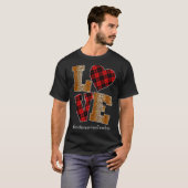 T-shirt Love Plaid Red Leopard Kindergarten Teacher Valent (Devant entier)