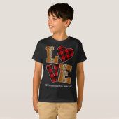 T-shirt Love Plaid Red Leopard Kindergarten Teacher Valent (Devant entier)