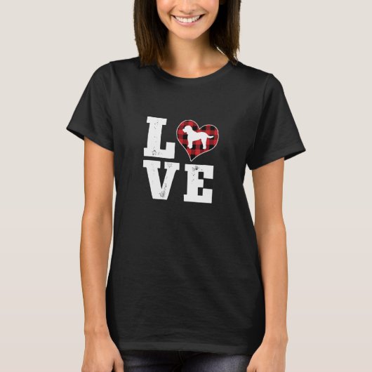 T-shirt Love Poochon Dog Lover Gifts Buffalo Plaid Valenti (Devant)