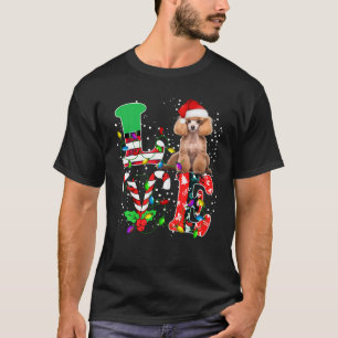 T-shirt Love Poodle Dog tenue de Noël avec Père Noël Elf