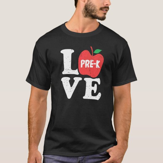 T-shirt Love Pré K Apple Enseignant (Devant)
