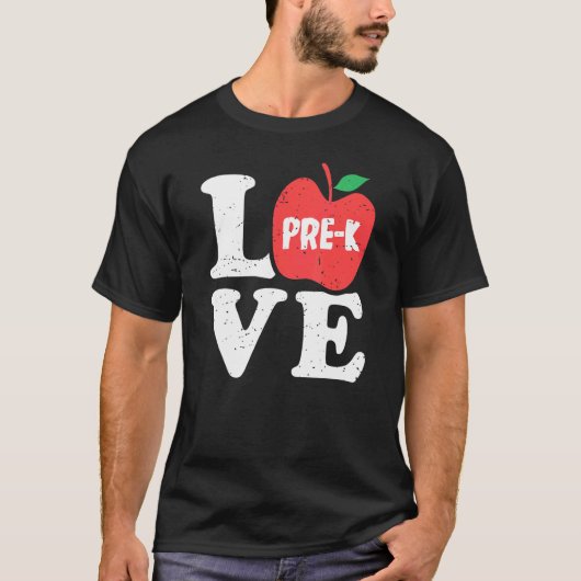 T-shirt Love Pre K Apple Student Teacher   (Devant)