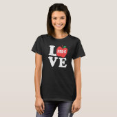 T-shirt Love Pre K Apple Student Teacher (Devant entier)