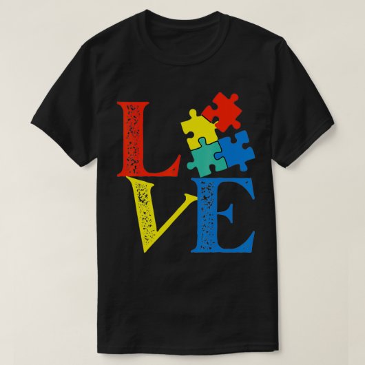T-shirt Love Puzzle mignonne Sensibilisation sur l'autisme (Design devant)