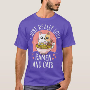 T-shirt Love Ramen Chat Kawaii Anime nouilles japonaises O