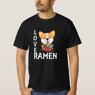 T-shirt Love Ramen Cute Corgi Kawaii Chiens Nouilles