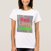 T-SHIRT LOVE RED GOLDEN VERT (Devant)
