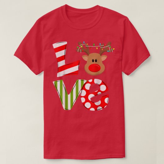 T-shirt Love Reindeer Rudolph Joyeux Noël Noël Noël Père N (Design devant)
