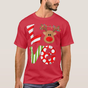 T-shirt Love Reindeer Rudolph Joyeux Noël Noël Noël Père N