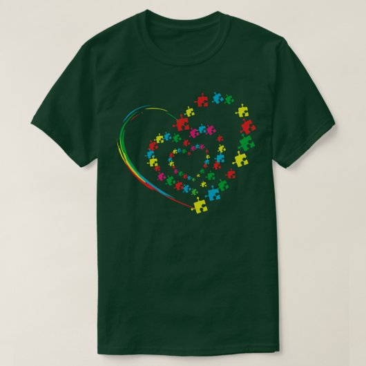 T-shirt Love Ruban Coeur Puzzle Sensibilisation sur l'auti (Design devant)