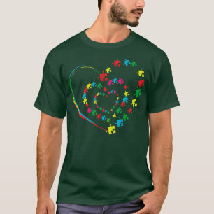 T-shirt Love Ruban Coeur Puzzle Sensibilisation sur l'auti