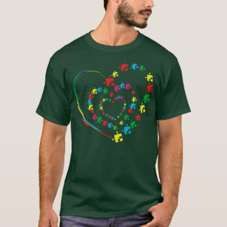 T-shirt Love Ruban Coeur Puzzle Sensibilisation sur l'auti