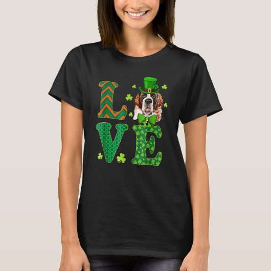 T-shirt Love Saint Bernard Dog St Patricks Day (Devant)