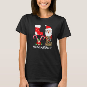 T-shirt Love Santa Hat Stethoscope Nurse Manager Leopard C