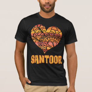 T-shirt Love Santoor Orange Mandala Heart Musique indienne