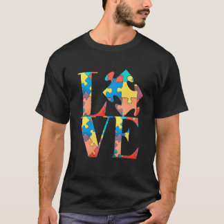 T-shirt Love Sensibilisation sur l'autisme Puzzle Pièce Co