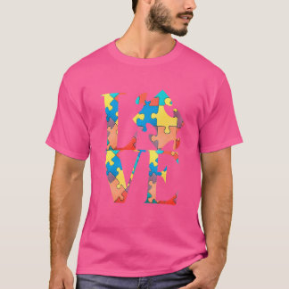 T-shirt Love Sensibilisation sur l'autisme Puzzle Pièce Co