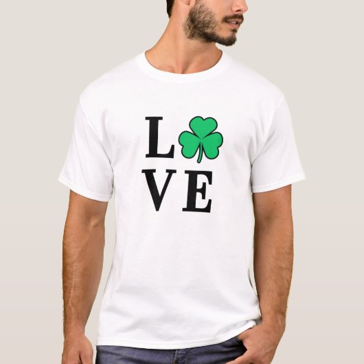 T-shirt LOVE Shamrock Clover Irish Pride St Patrick's Day (Devant)