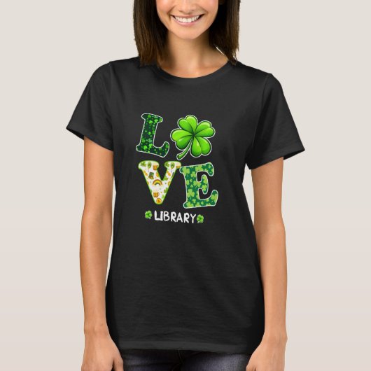 T-shirt Love Shamrock Jour de la Saint Patrick de biblioth (Devant)