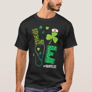 T-shirt Love Shamrock Stethoscope Nurse Life St patrick D