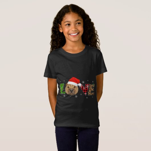T-Shirt Love Shar Pei Puppies Xmas Pyjamas Plaid Leopard D (Devant entier)