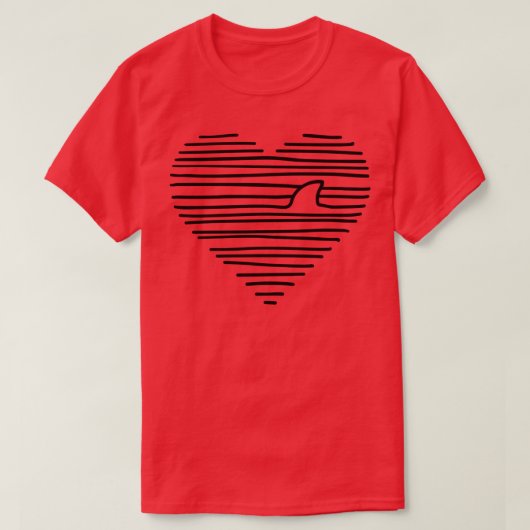 T-shirt Love Shark Minimalist Line Drawing Shark Fin Pullo (Design devant)