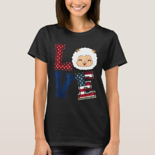 T-shirt LOVE Sheep Face Drapeau Américain Patriotique 4 Ju