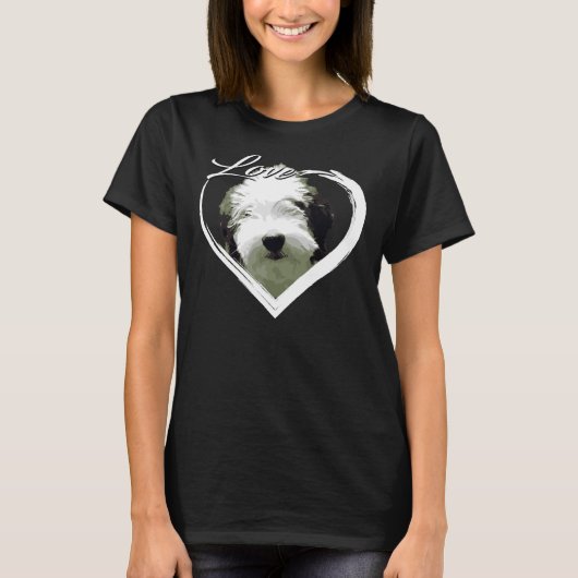 T-shirt Love Sheepadoodle Old English Sheepdog (Devant)