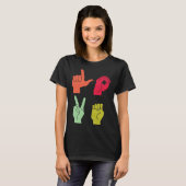 T-shirt Love Sign ASL Deaf Pride (Devant entier)