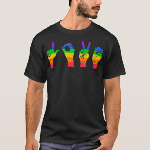T-shirt Love Sign Language Cute ASL LGBTQ Gay pride Indica