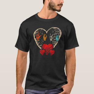 T-shirt Love Sign Language Floral Heart Deaf Mute Marriage