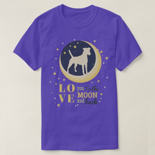 T-shirt Love Smooth Fo Terrier Dog To The Moon (Design devant)