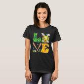 T-shirt Love Softball Ball & Bats Bunny Oreilles de Pâques (Devant entier)