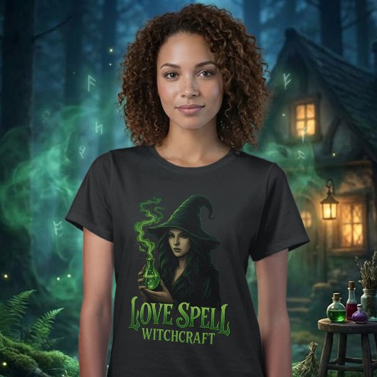 T-shirt Love Spell Witchcraft Gothic Witch Green Potion