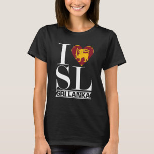 T-shirt Love Sri Lanka Heart Summer Vacances Drapeau Sri L